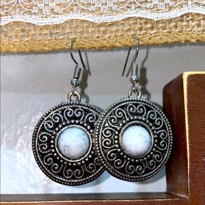 Marble accented metal earrings